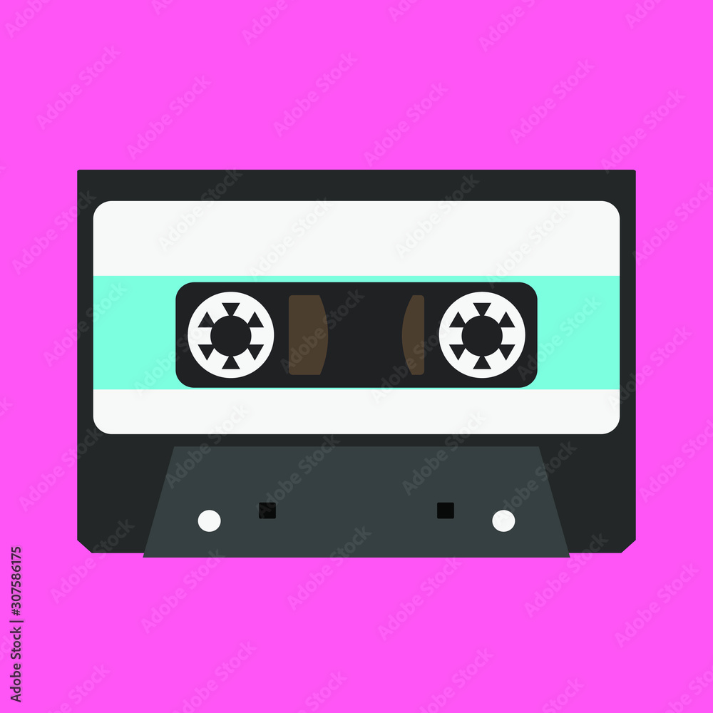 Naklejka premium Audio cassette on pink background
