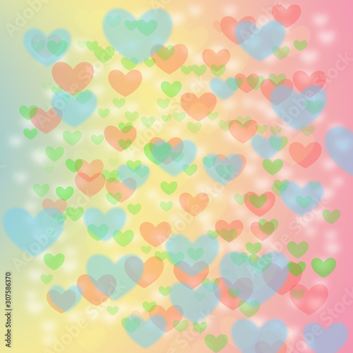 colorful blurry heart shape on gradient abstract background