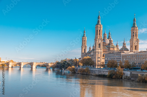 Zaragoza 29 de noviembre de 2019  River Ebro as it passes through the city of Zaragoza  Spain