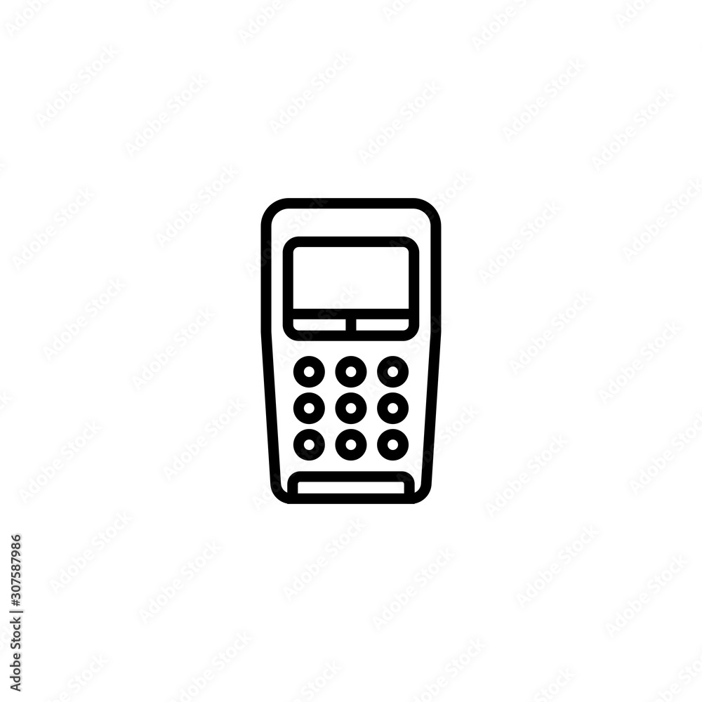pos terminal payment line icon with credit card and check. Outline vector sign. linear pictogram isolated. pos terminal payment line icon with credit card and check. Outline vector sign. linear pictogram isolated.