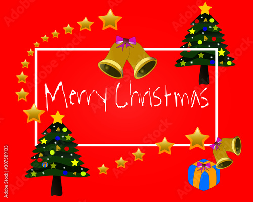 Vector christmas card with tree and gifts