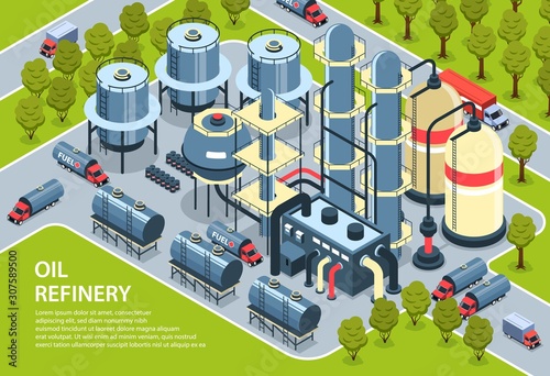 Isometric Oil Plant Background