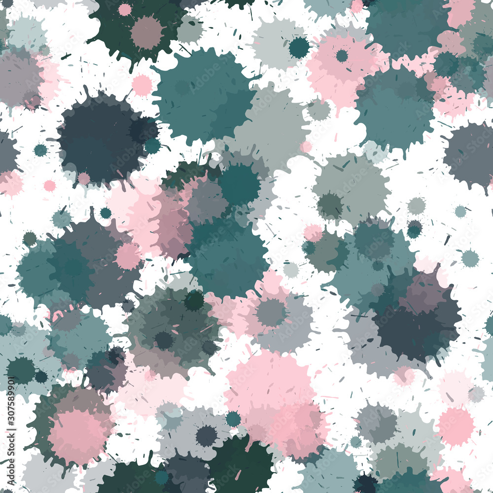 Paint transparent stains vector seamless grunge background. 