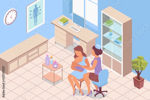 Woman Clinic Breastfeeding Composition