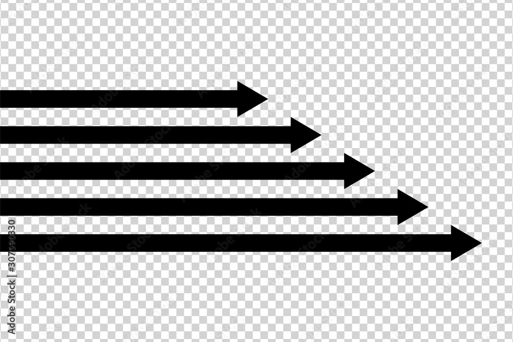 Arrows vector. Flat balck arrows isolated on transoarent background.