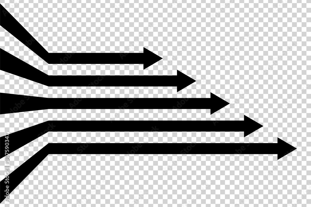 Arrows vector. Flat balck arrows isolated on transoarent background.