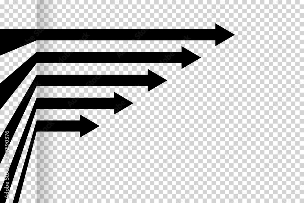 Arrows vector. Flat balck arrows isolated on transoarent background.