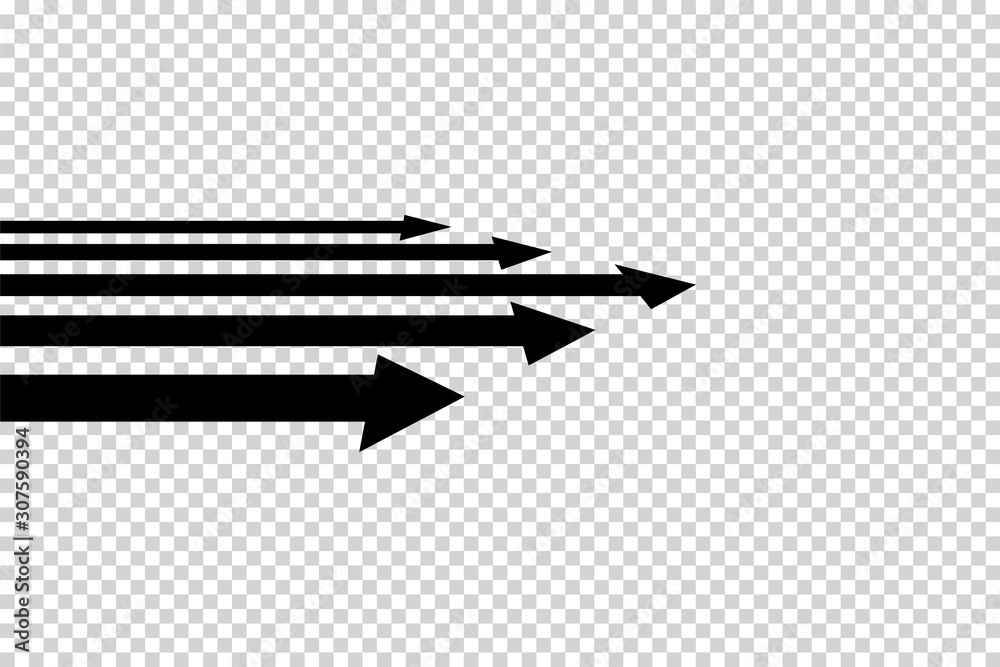Arrows vector. Flat balck arrows isolated on transoarent background.