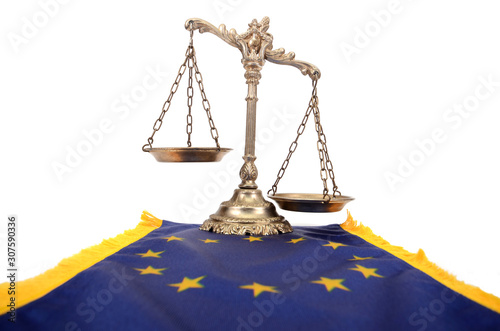 Foto Scales of Justice and European Union flag