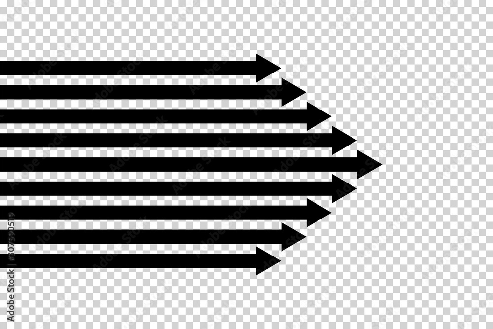 Arrows vector. Flat balck arrows isolated on transoarent background.