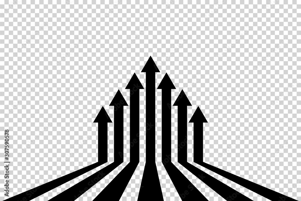 Arrows vector. Flat balck arrows isolated on transoarent background.