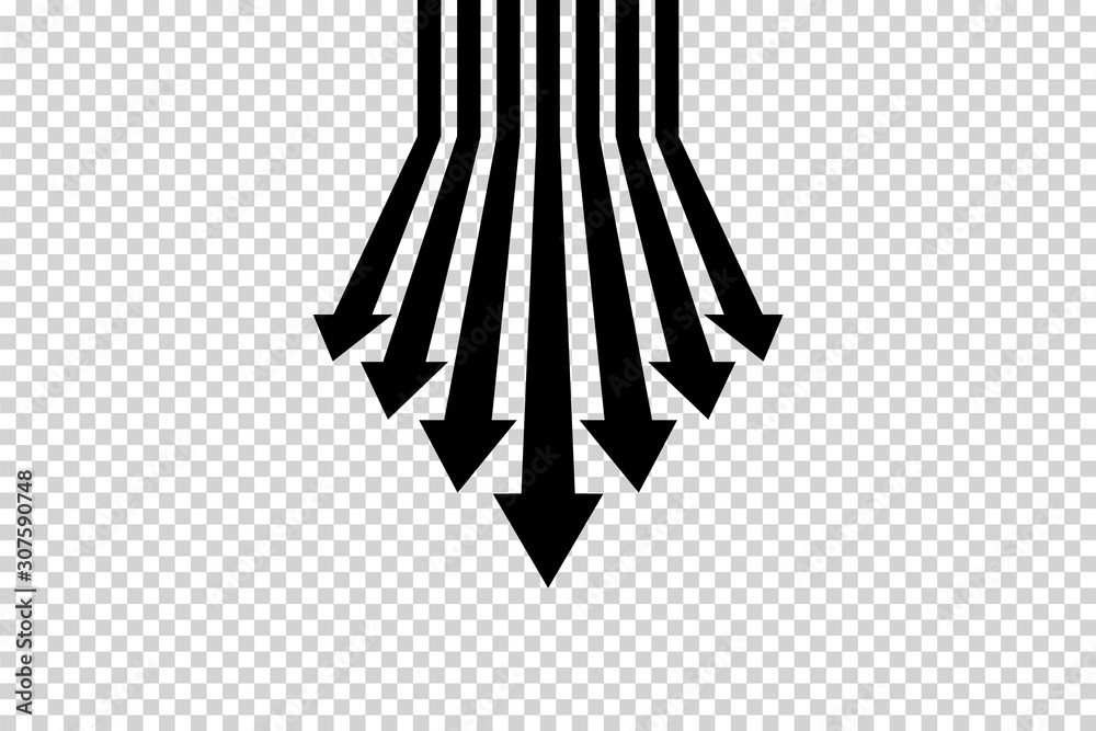 Arrows vector. Flat balck arrows isolated on transoarent background.