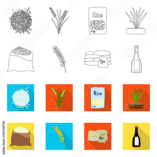 Vector illustration of crop and ecological icon. Set of crop and cooking stock vector illustration.