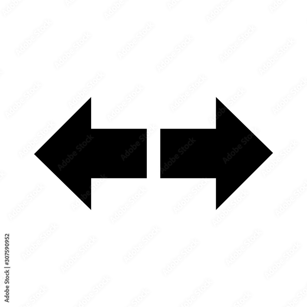 Balck vector arrow isolated on white background.