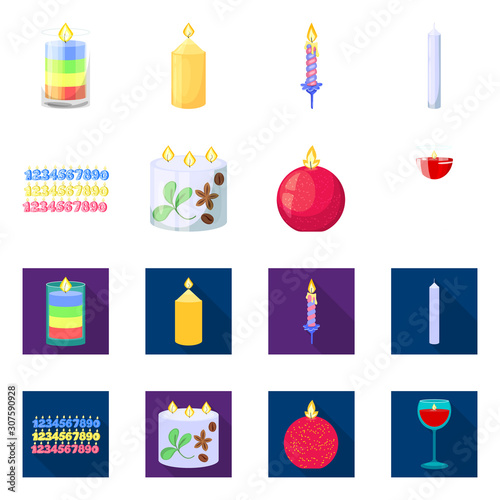 Vector design of relaxation and flame icon. Set of relaxation and wax stock symbol for web.