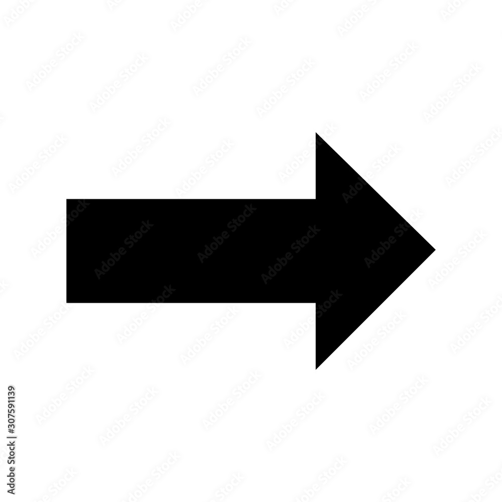 Balck vector arrow isolated on white background.