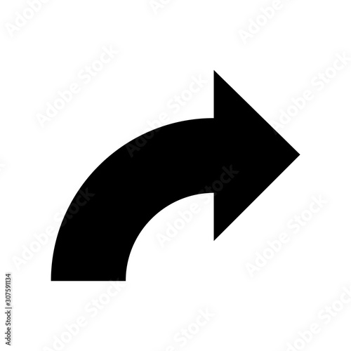 Balck vector arrow isolated on white background.