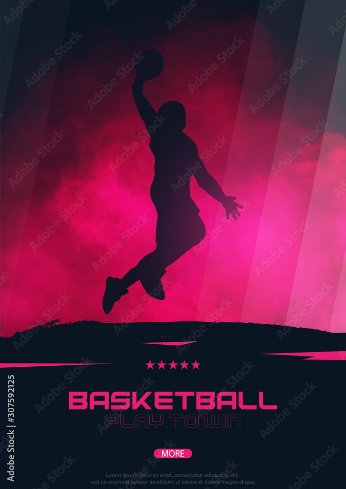 Basketball banner with players. Modern sports posters design.
