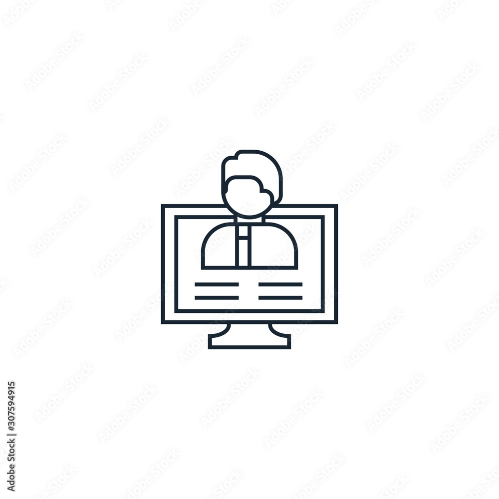Distance teacher creative icon. From e-Learning icons collection. Isolated Distance teacher sign on white background Distance teacher creative icon. From e-Learning icons collection. Isolated Distance teacher sign on white background