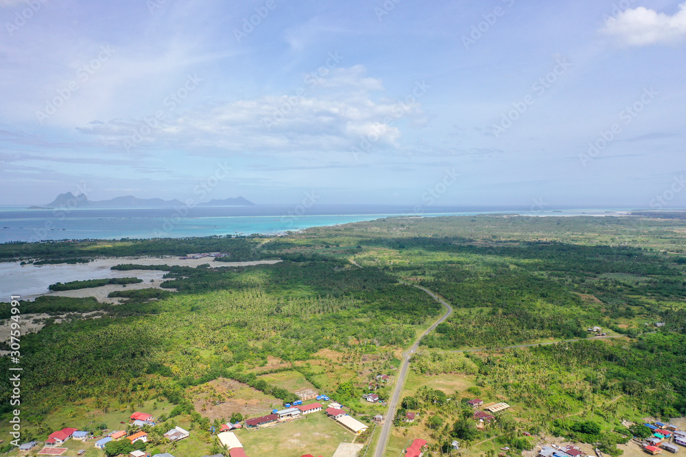 Partial view of the village in Bum-Bum island located in Semporna, Sabah, Malaysia.