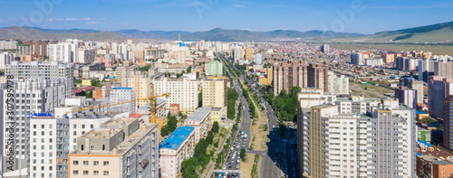 Aerial view of Ulaanbaatar  the capital of Mongolia  circa June 2019