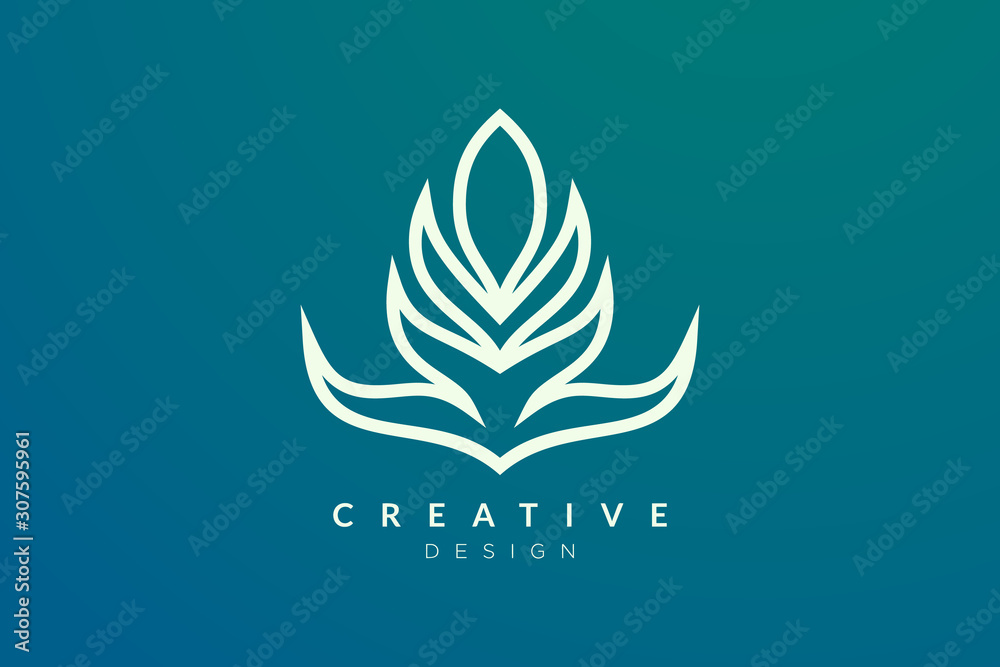 Abstract golden flower design. Modern minimalist and elegant vector. Suitable for spa, hotel, beauty, health, fashion, cosmetic, boutique, salon, yoga, therapy, and others.