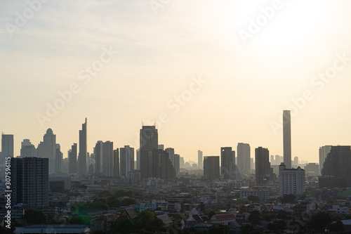 City Skyline sunrise Bangkok thailand © patchara