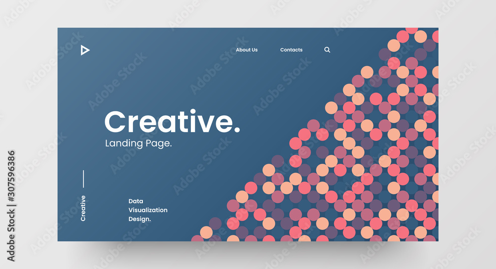 Creative horizontal website screen part for responsive web design project development. Abstract geometric pattern banner layout mock up. Corporate landing page block vector illustration template.