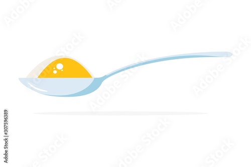 Spoon with sugar salt icon. Teaspoon side view powder for tea or coffee.