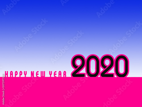 Happy New Year 2020 Letters Happy New Year 2020 Beautiful bright colors on a light blue background