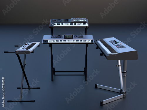 Keyboard and Synth on stage photo