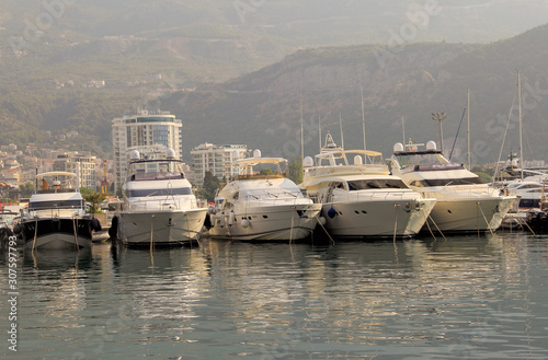 Budva, Montenegro 5th August, 2017; yachts anchored in Budva har