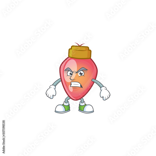 Red christmas bulb cartoon character style with angry face