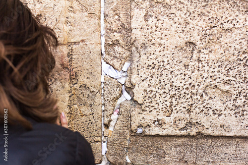 Fototapeta Naklejka Na Ścianę i Meble -  Jerusalem. Wall of Tears. The Western Wall. Notes with requests to God in the Western Western Wall.