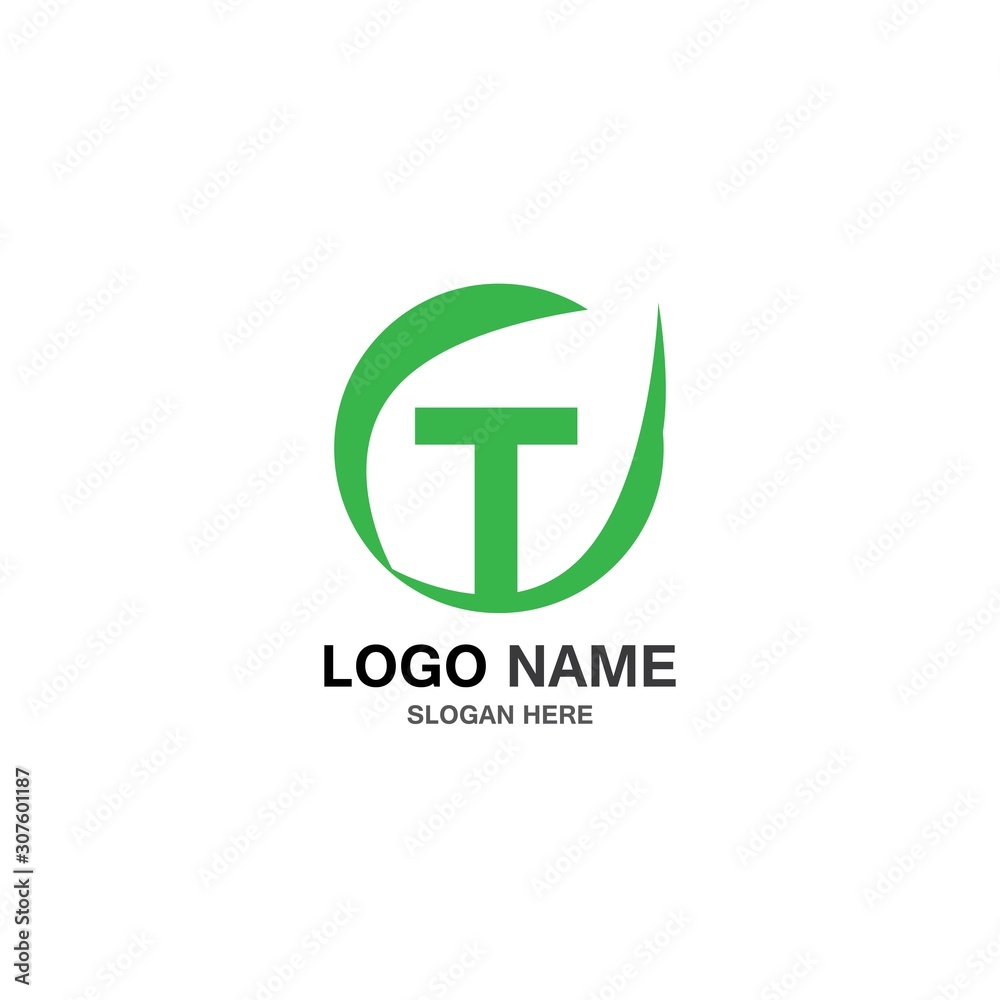 T nature logo vector design illustration T nature logo vector design illustration