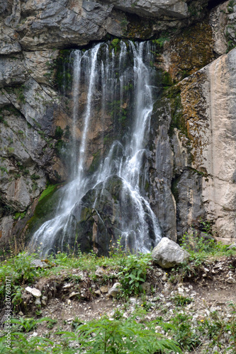 Gorgeous and beautiful view of the Geghi waterfall in Abkhazia