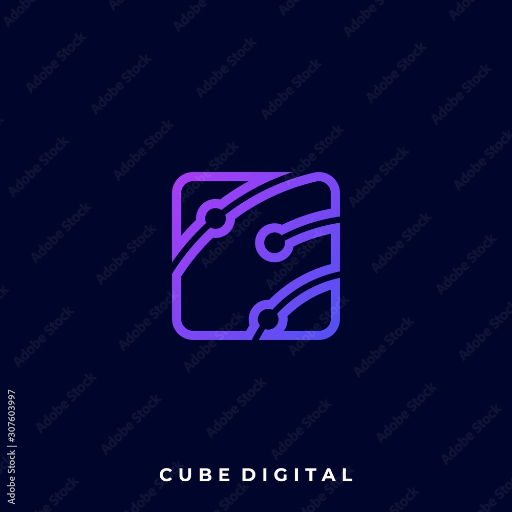 Cube Circuit Illustration Vector Template Cube Circuit Illustration Vector Template