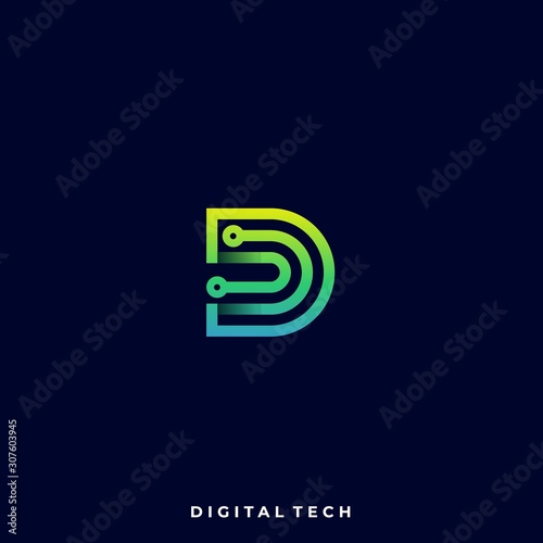 Letter Circuit Illustration Vector Template