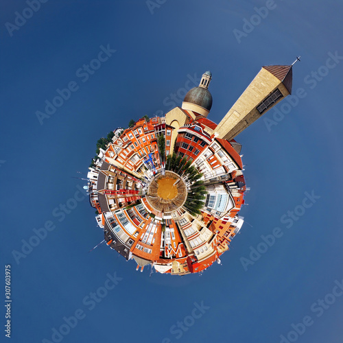Getxo town and church with polar coordinates effect