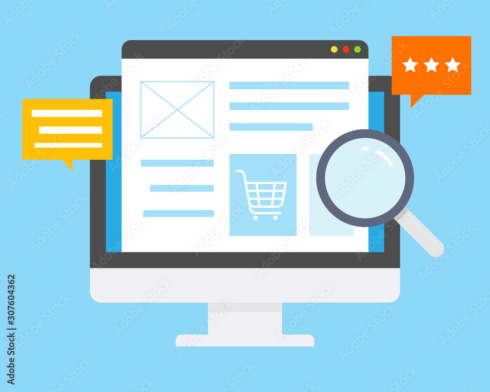 Online shopping concept desktop with computer Online shopping concept desktop with computer