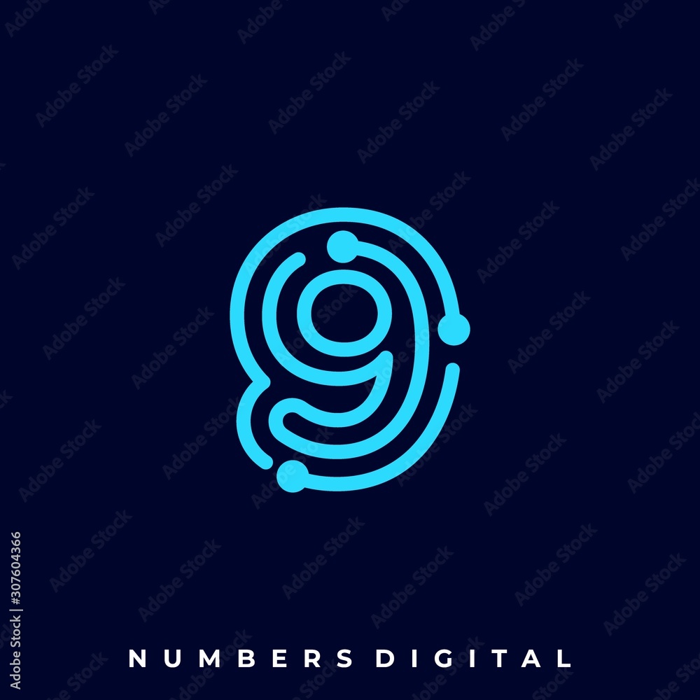 Numbers Circuit Illustration Vector Template Numbers Circuit Illustration Vector Template