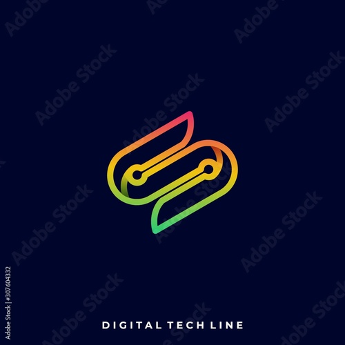 Letter Circuit Illustration Vector Template