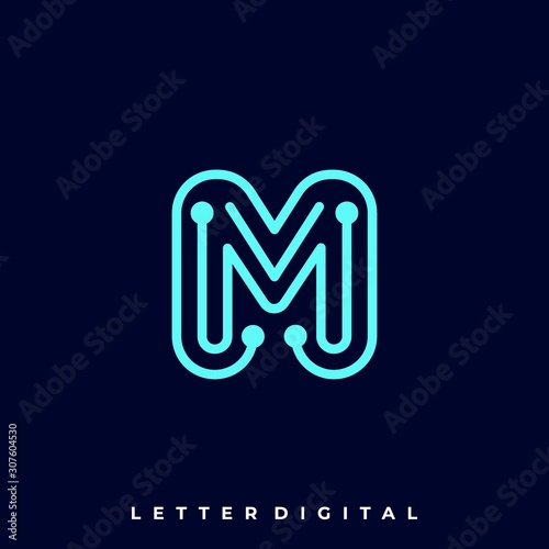 Letter Circuit Illustration Vector Template