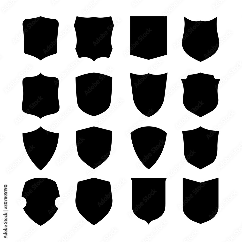 Vector Shield icon. Heraldic shields, security black labels. Knight award, medieval royal vintage badges isolated vector.