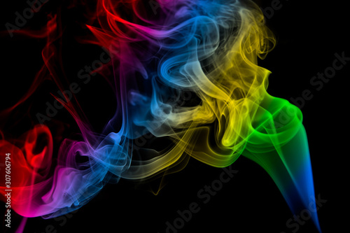 multicolored smoke photo aginst balck background