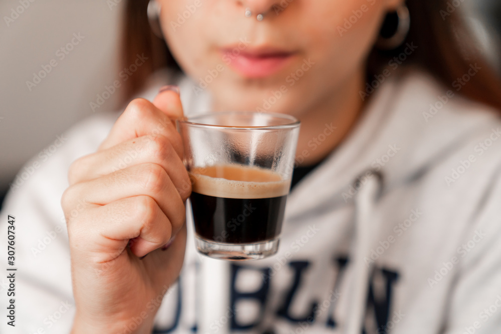 Girl drinking an hot coffee Girl drinking an hot coffee
