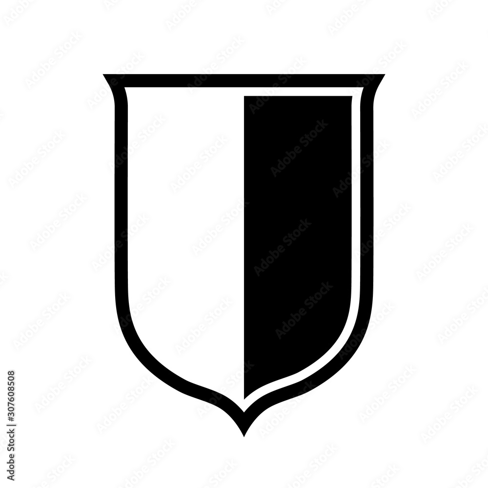 Vector Shield icon. Heraldic shields, security black labels. Knight award, medieval royal vintage badges isolated vector.