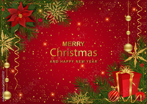 Christmas And New Year Greeting Card
