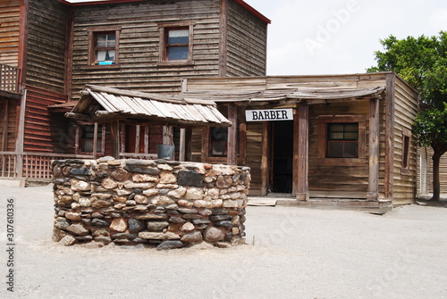 Barber house in a western village photo