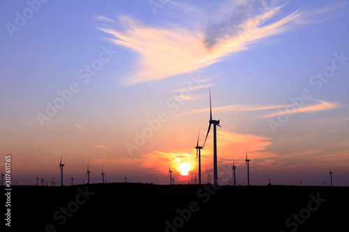 Wind turbines in the evening